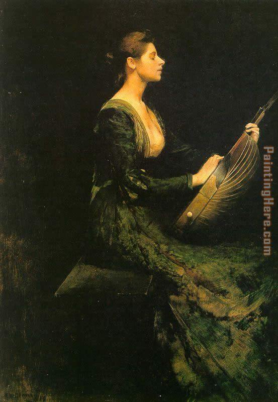 Lady with a Lute painting - Thomas Dewing Lady with a Lute art painting